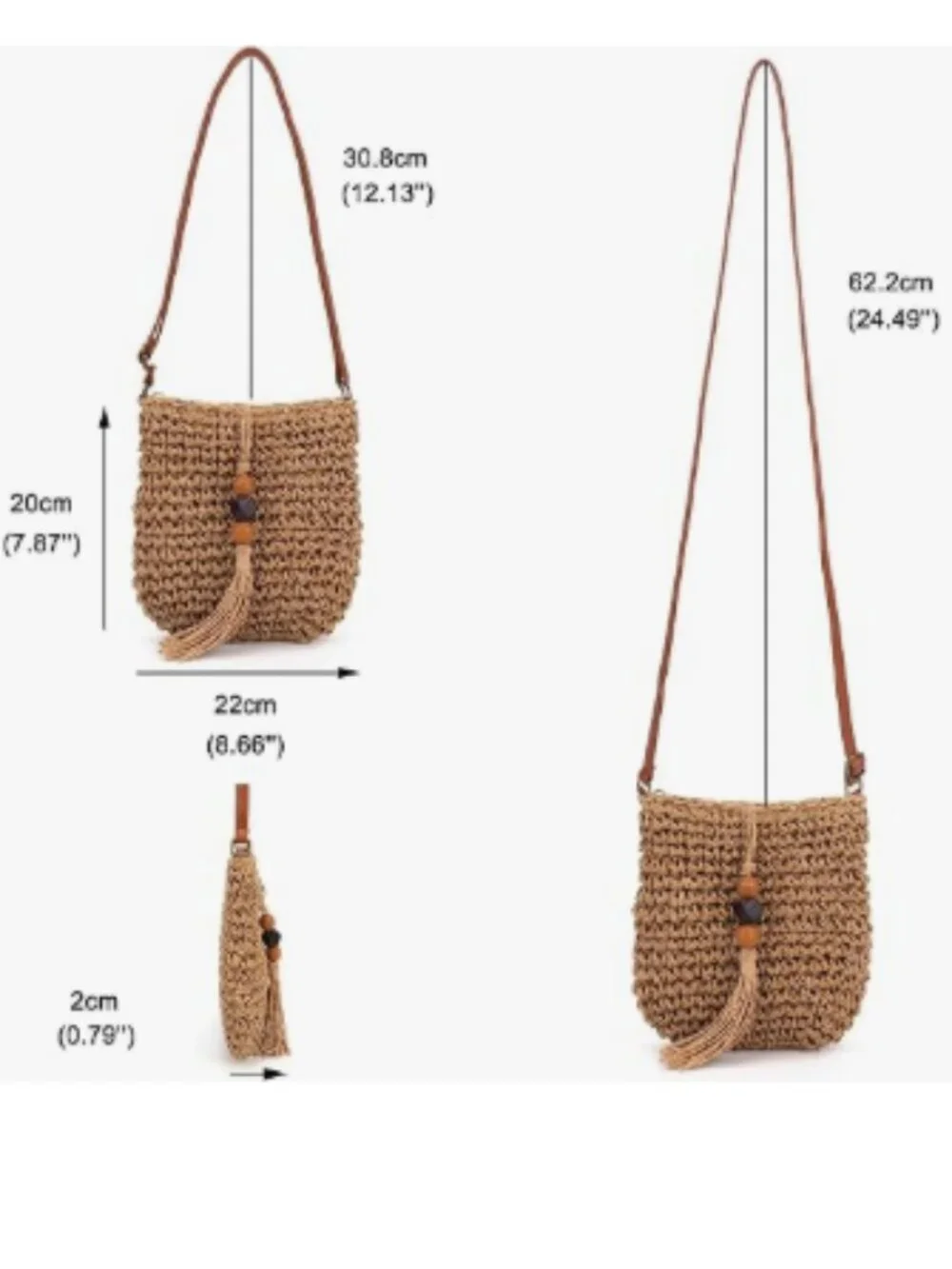 Small Straw Crossbody Bag Women Weave Rattan Shoulder Bag Beach Shoulder Purse w